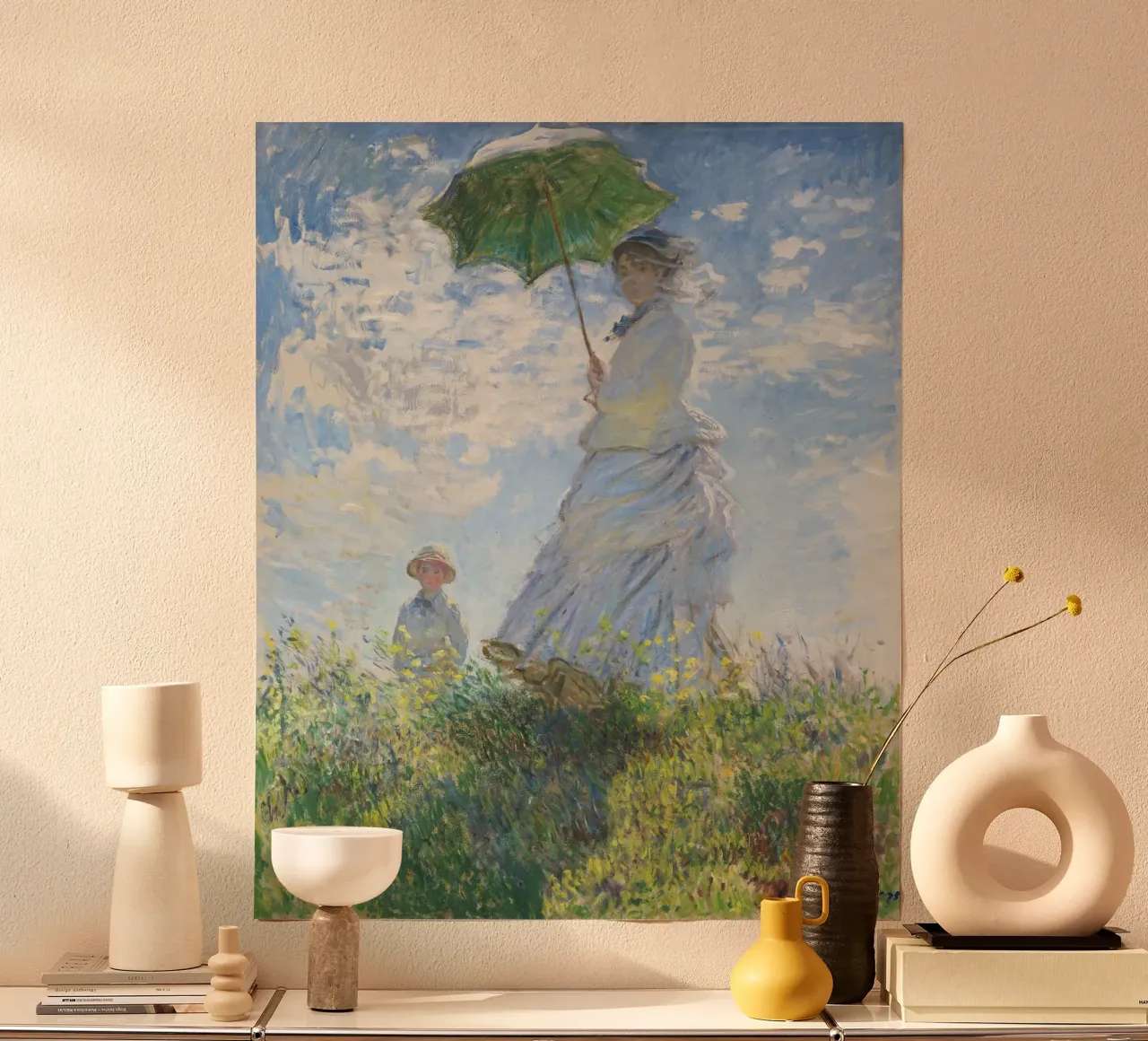 Claude Monet Donna con ombrellone carta hahnemühle da Chérie Prints