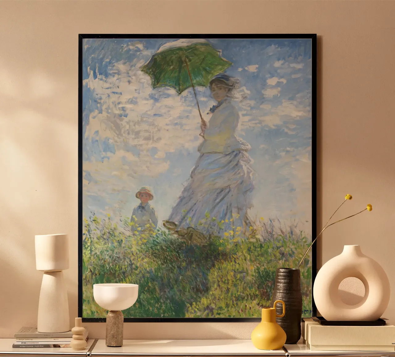 Claude Monet Donna con ombrellone carta hahnemühle da Chérie Prints