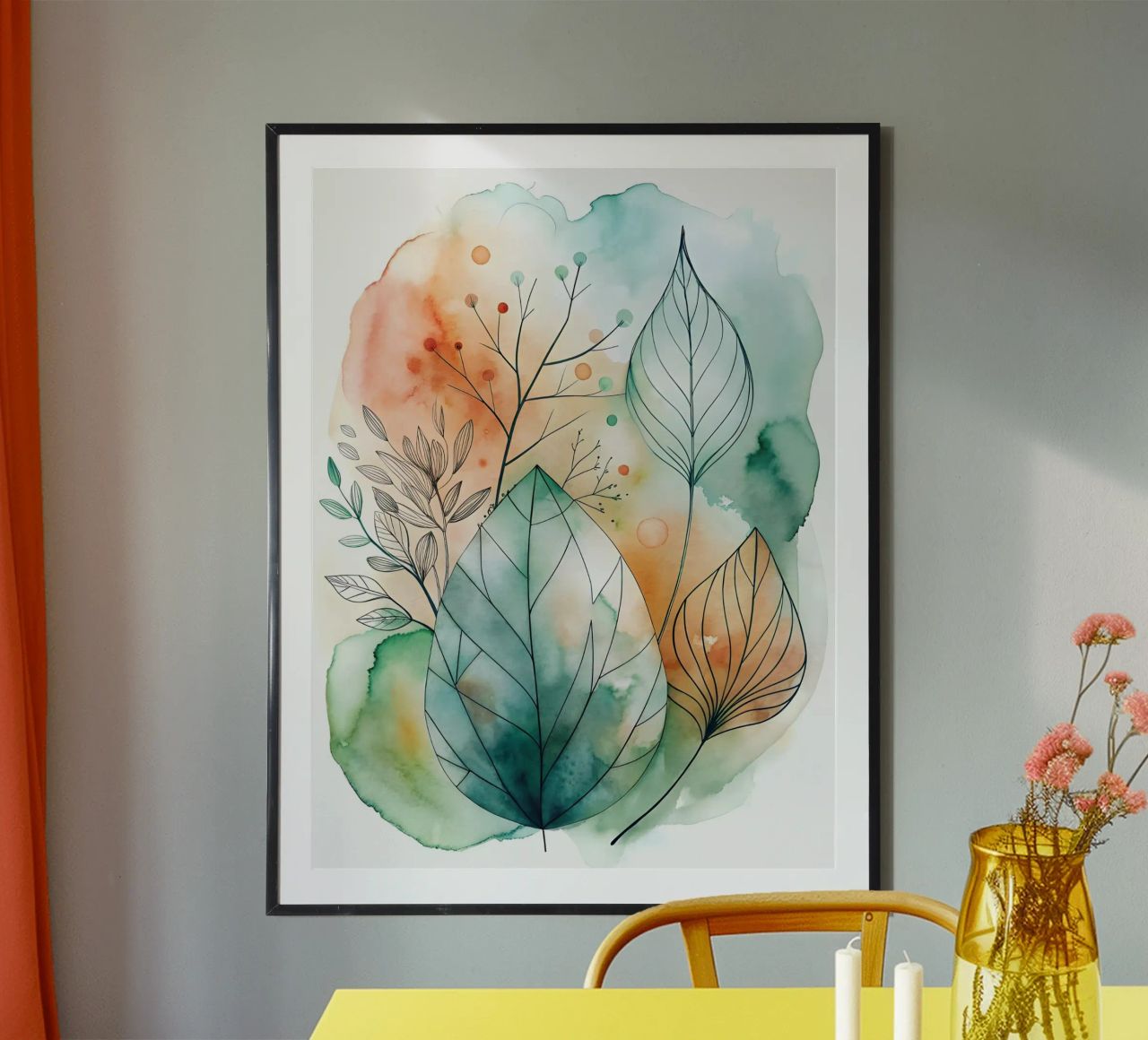 Feuilles d'automne en aquarelle poster de Artistic-shop