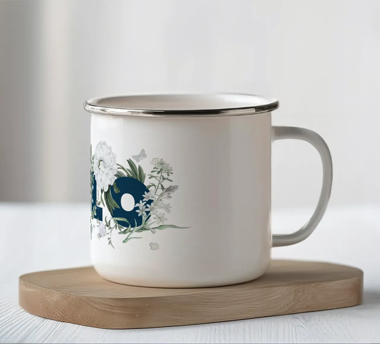 Ciao Fiori e Insetti Blu Bianco tazza in smalto da Studio Frances M