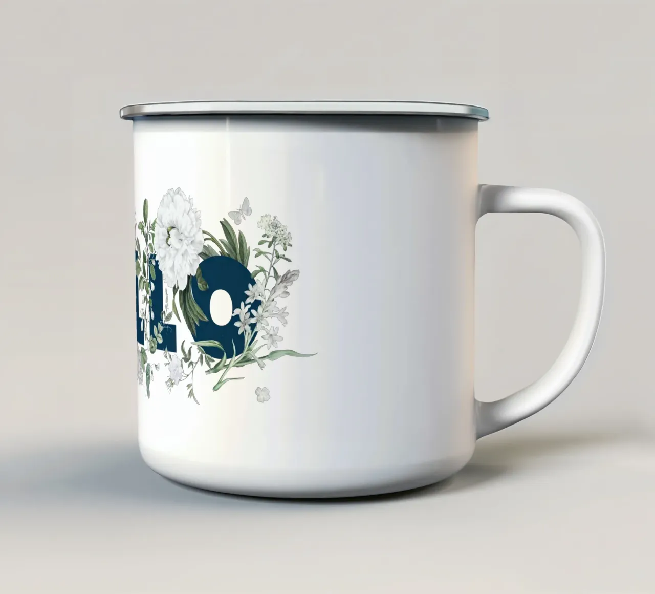 Ciao Fiori e Insetti Blu Bianco tazza in smalto da Studio Frances M