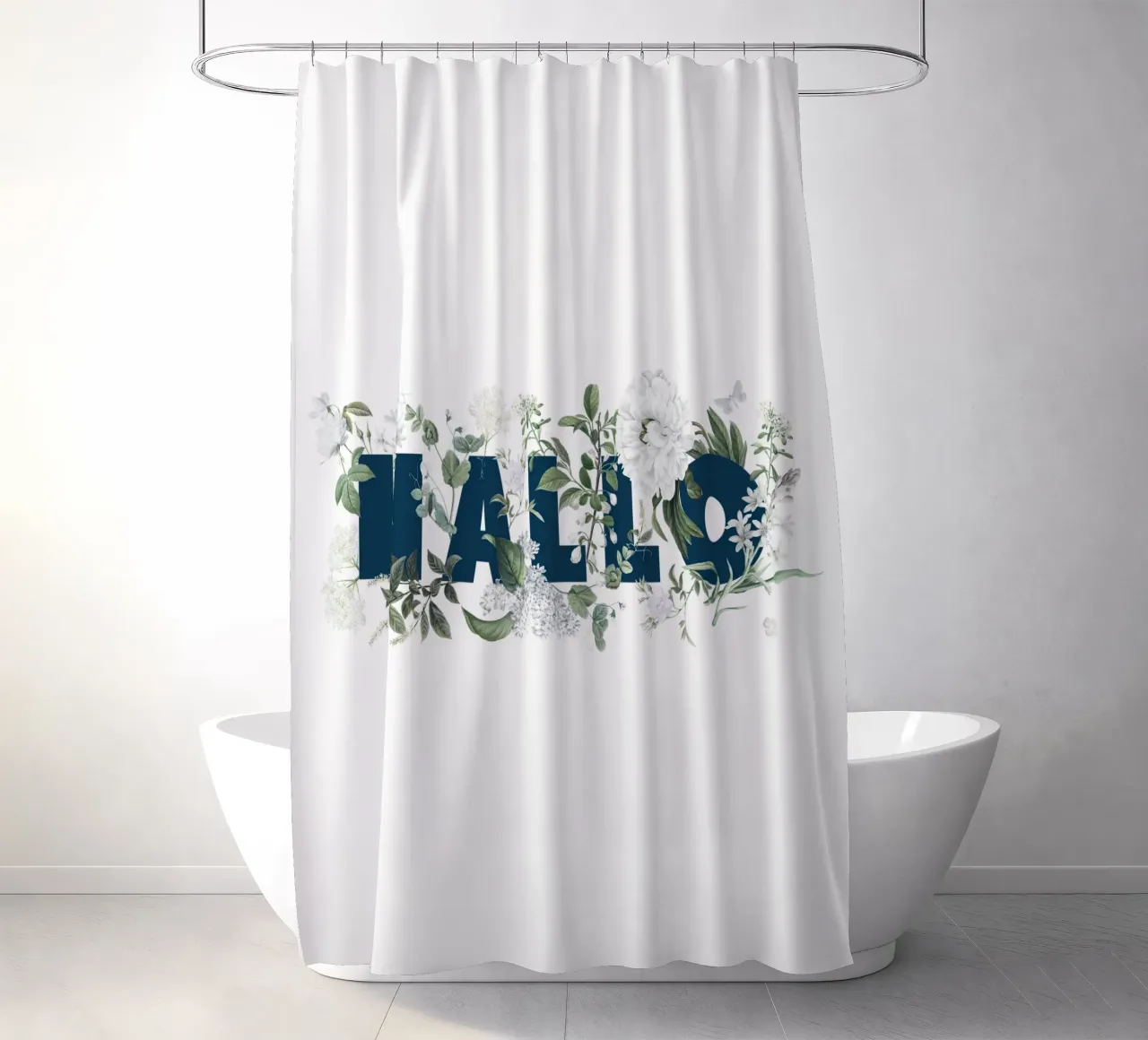 Ciao Fiori e Insetti Blu Bianco tenda da doccia da Studio Frances M