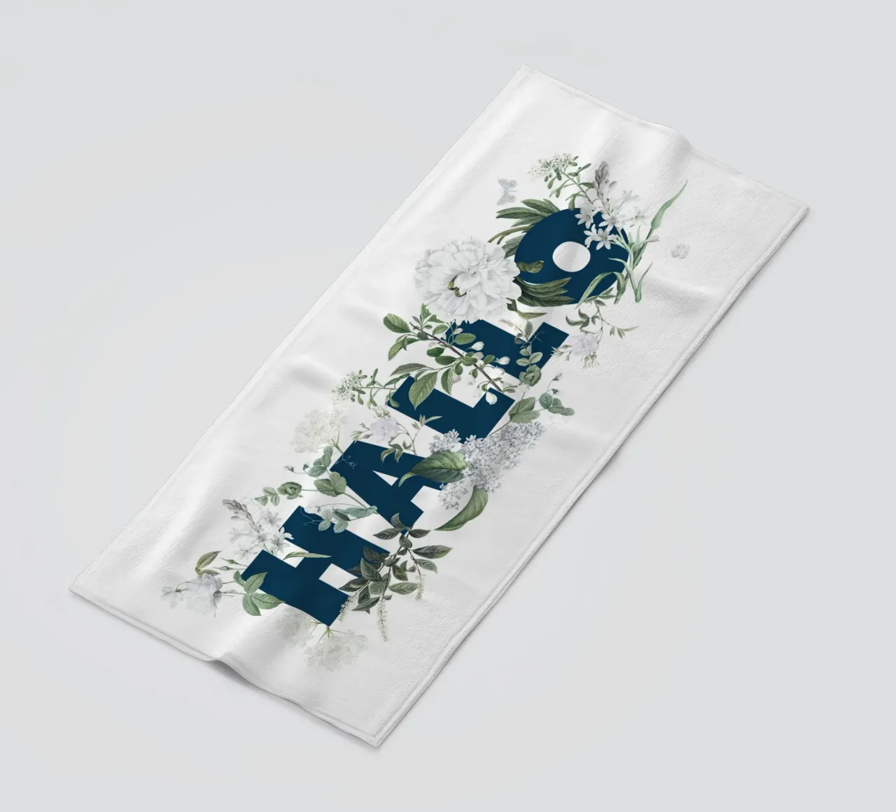 Ciao Fiori e Insetti Blu Bianco telo mare da Studio Frances M