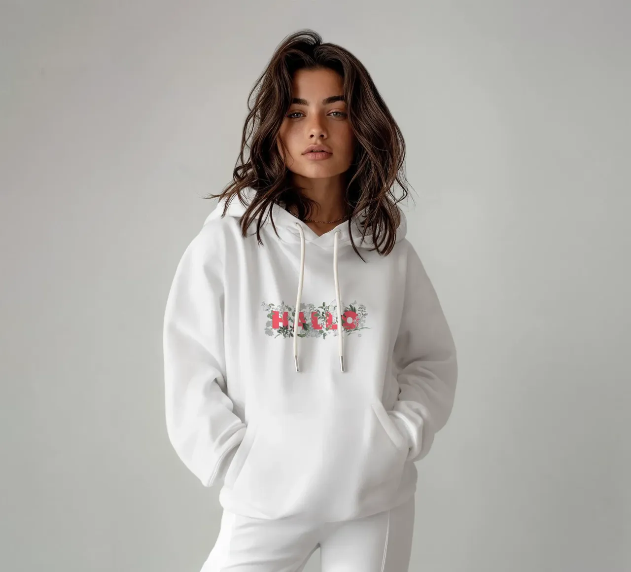 Ciao Fiori e Insetti Rosso Bianco felpa con cappuccio da Studio Frances M