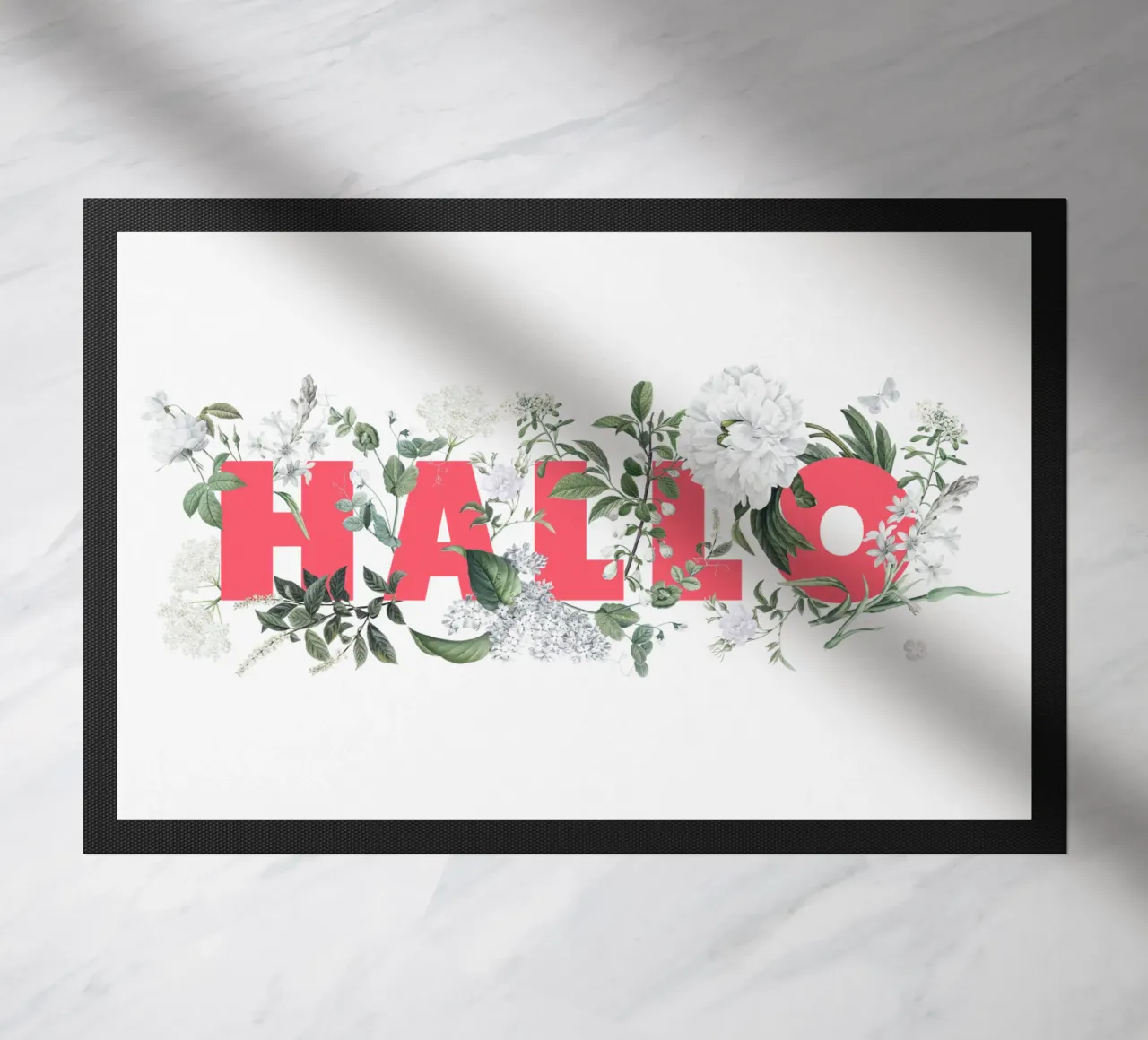 Ciao Fiori e Insetti Rosso Bianco zerbino da Studio Frances M