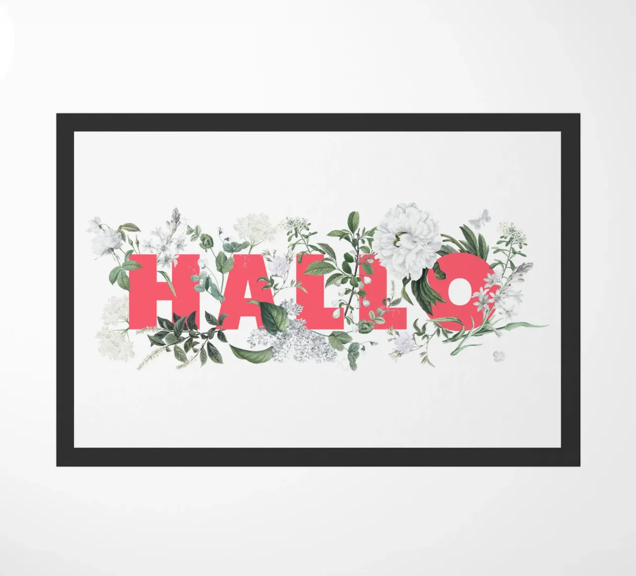 Ciao Fiori e Insetti Rosso Bianco zerbino da Studio Frances M