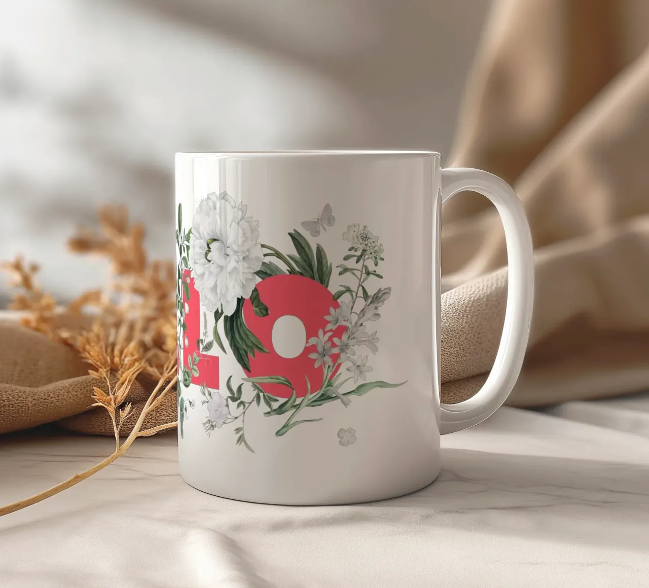 Ciao Fiori e Insetti Rosso Bianco tazza in ceramica da Studio Frances M