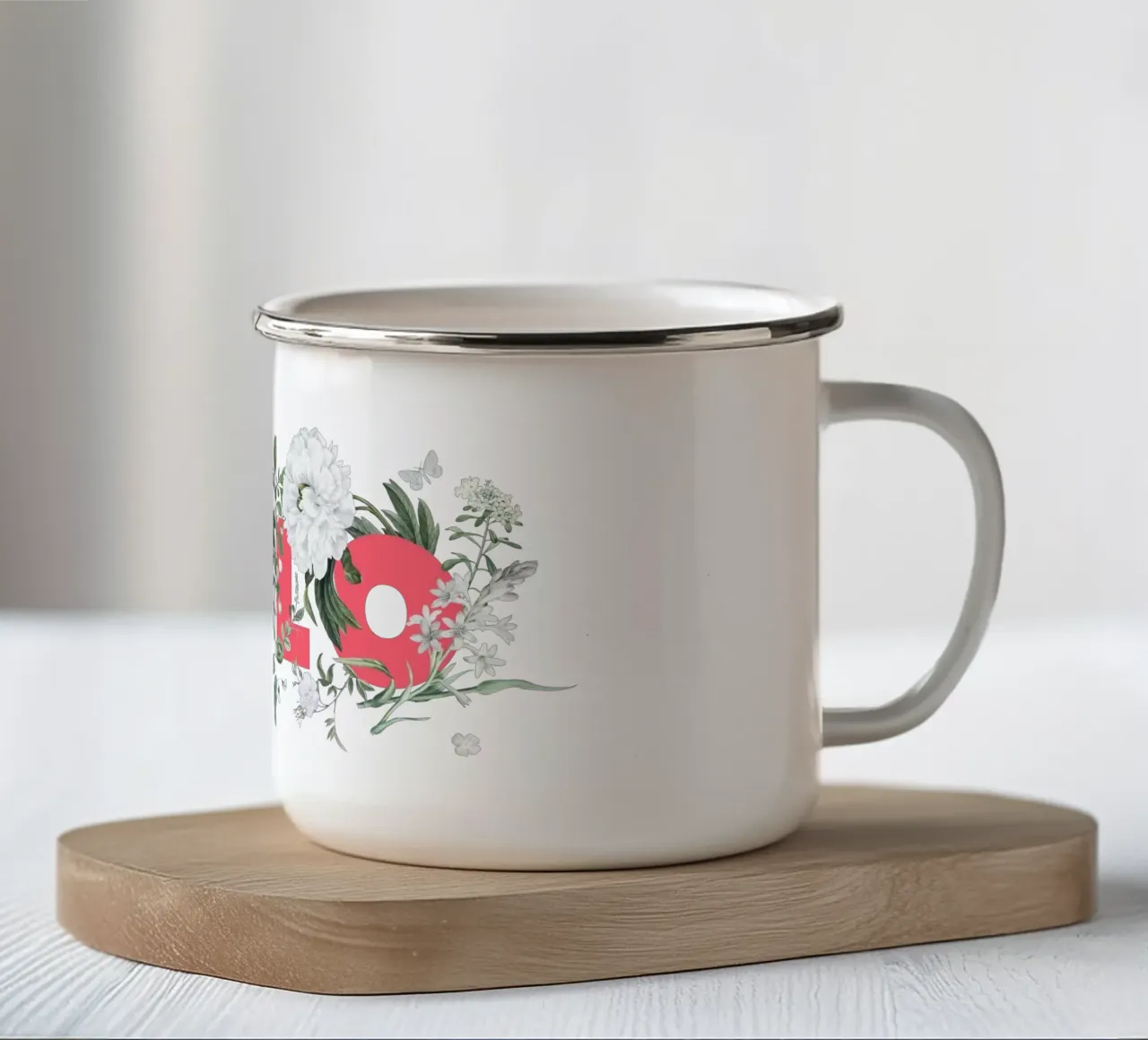 Ciao Fiori e Insetti Rosso Bianco tazza in smalto da Studio Frances M