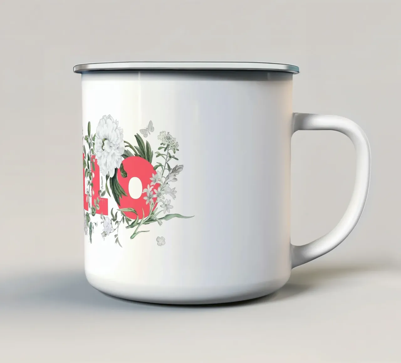 Ciao Fiori e Insetti Rosso Bianco tazza in smalto da Studio Frances M