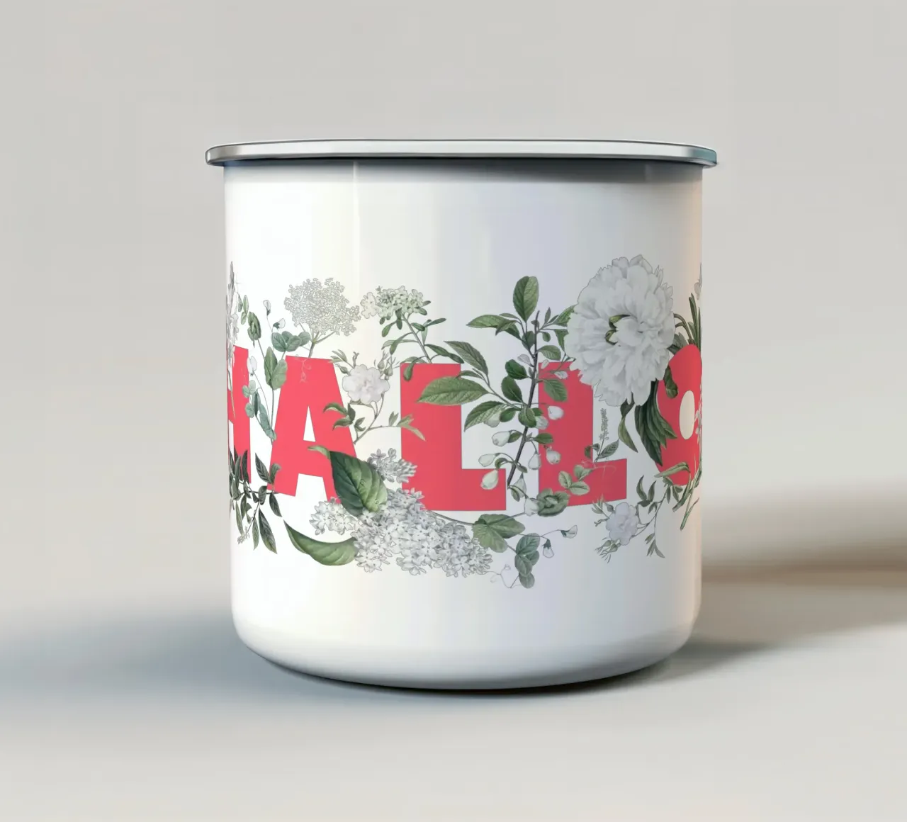 Ciao Fiori e Insetti Rosso Bianco tazza in smalto da Studio Frances M