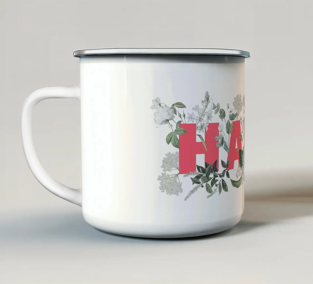 Ciao Fiori e Insetti Rosso Bianco tazza in smalto da Studio Frances M