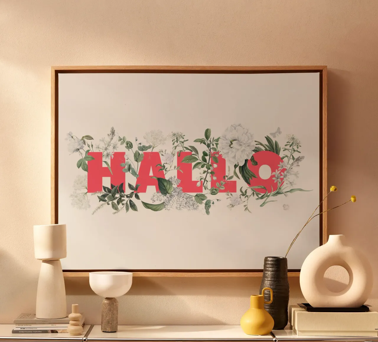 Ciao Fiori e Insetti Rosso Bianco tela da Studio Frances M