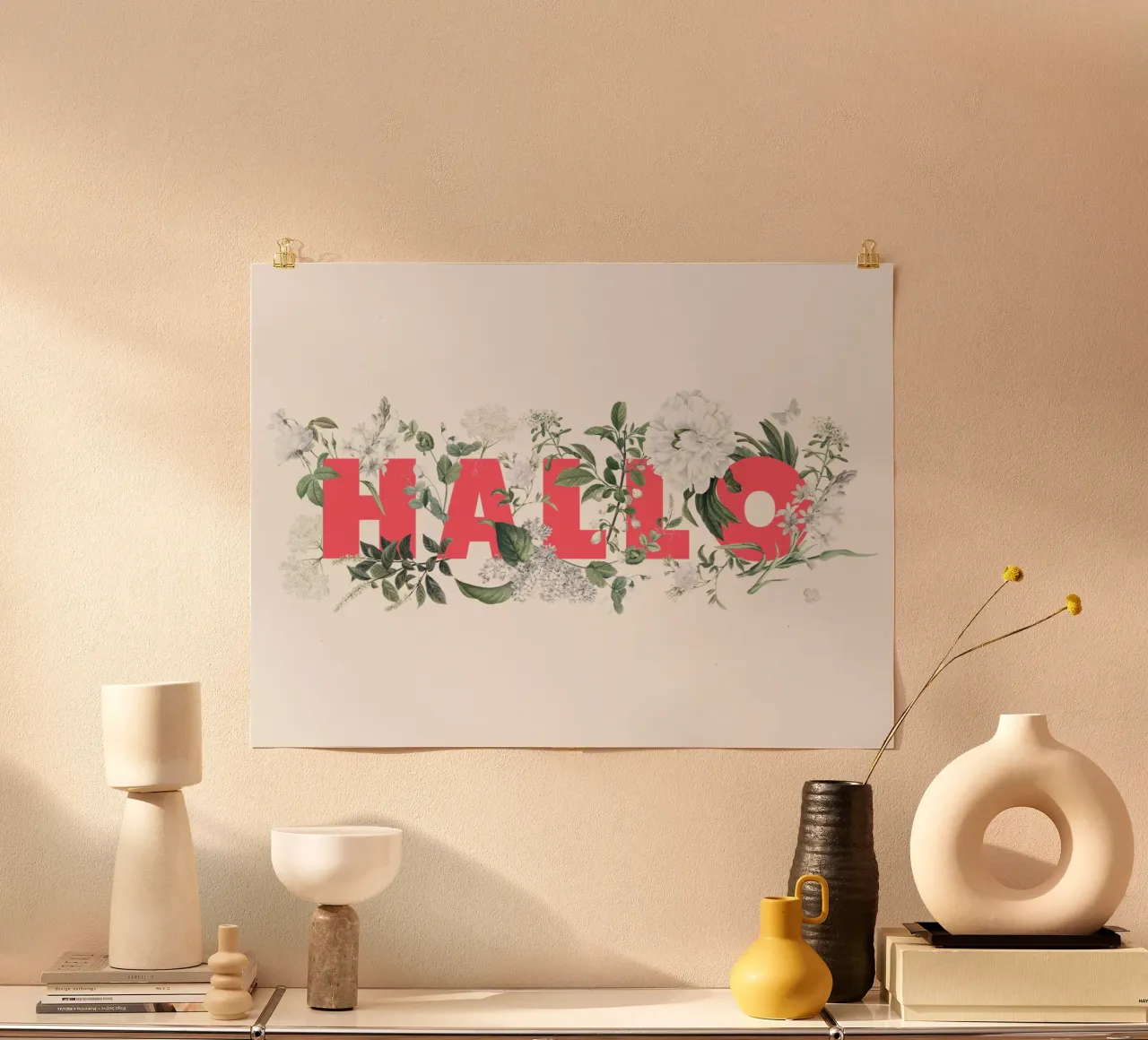 Ciao Fiori e Insetti Rosso Bianco carta hahnemühle da Studio Frances M
