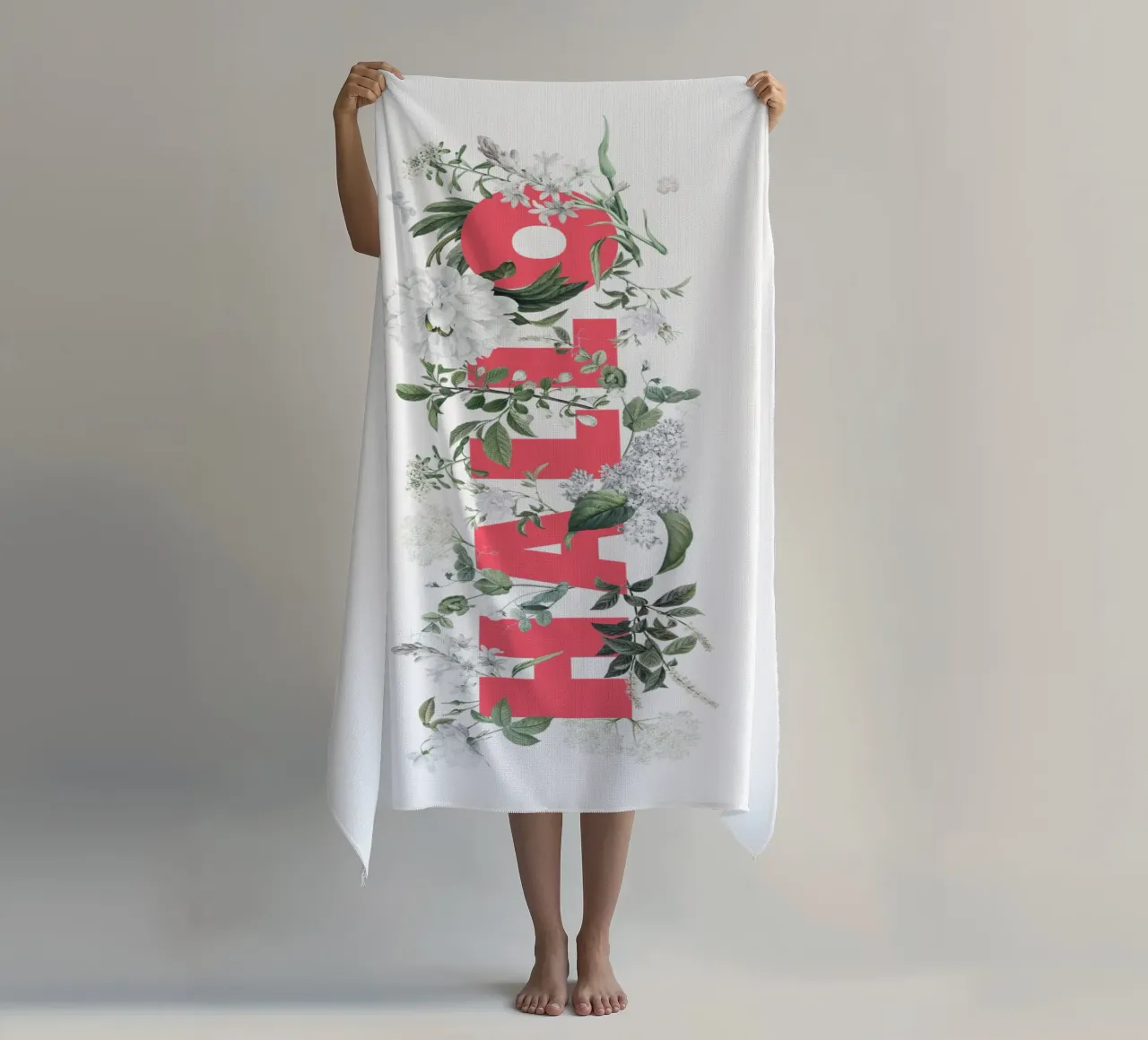 Ciao Fiori e Insetti Rosso Bianco telo mare da Studio Frances M