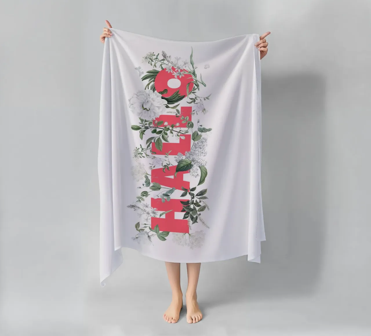 Ciao Fiori e Insetti Rosso Bianco telo mare da Studio Frances M