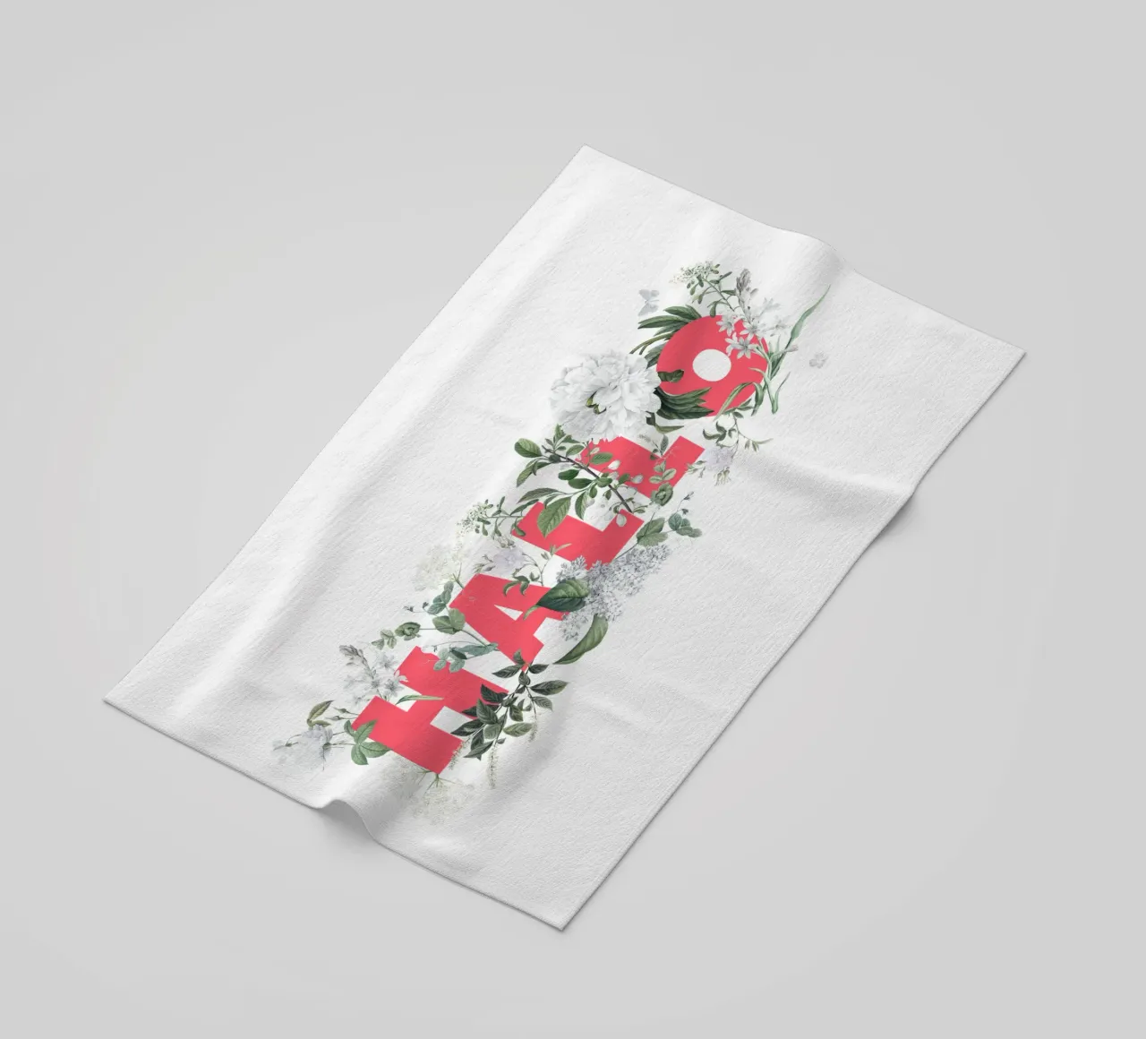 Ciao Fiori e Insetti Rosso Bianco telo mare da Studio Frances M