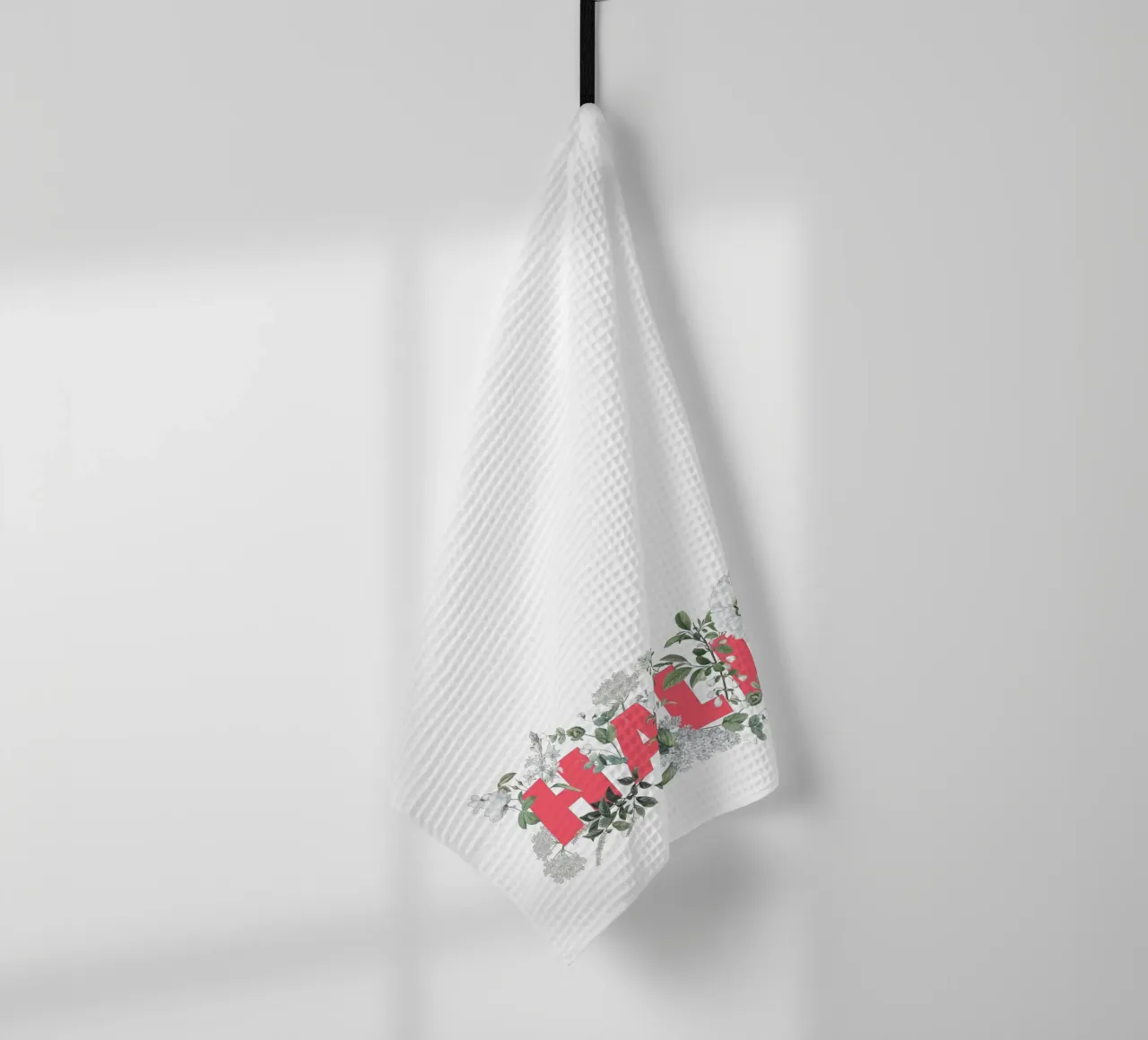 Ciao Fiori e Insetti Rosso Bianco canovaccio da cucina da Studio Frances M