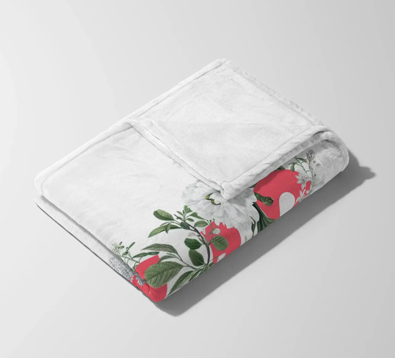 Ciao Fiori e Insetti Rosso Bianco coperta in pile da Studio Frances M