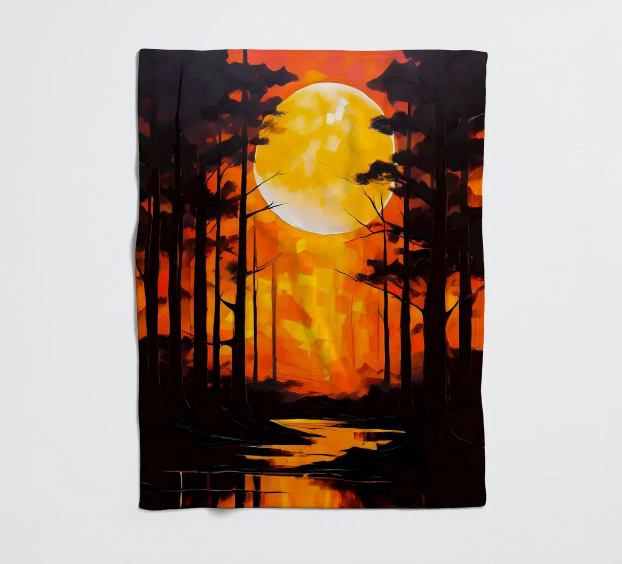 Foresta al chiaro di luna coperta in pile da Artistic-shop