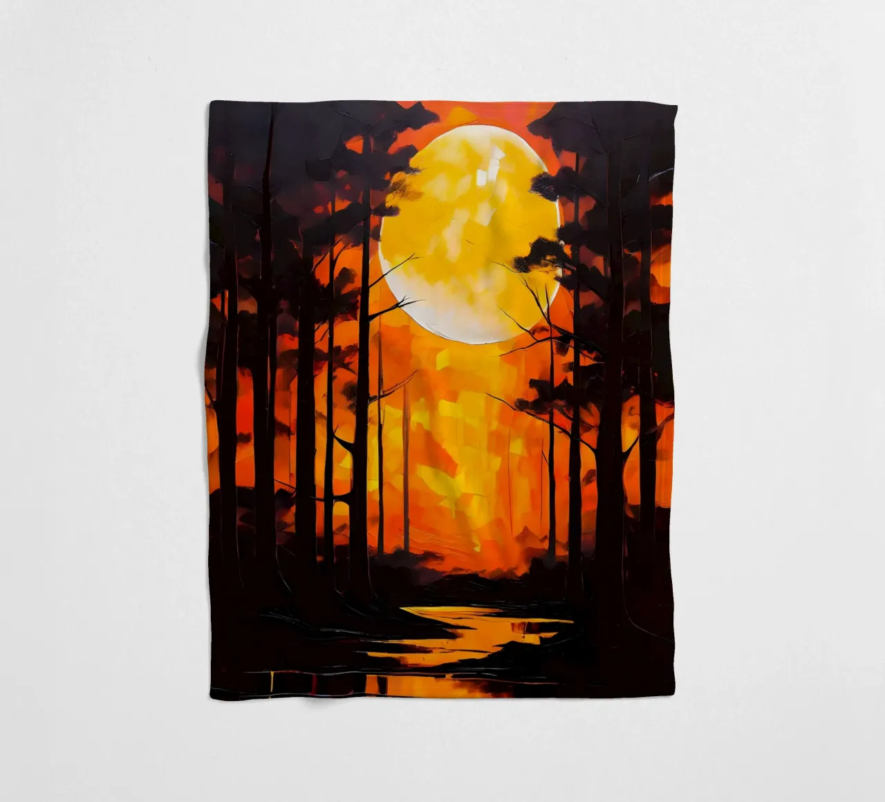 Foresta al chiaro di luna coperta in pile da Artistic-shop