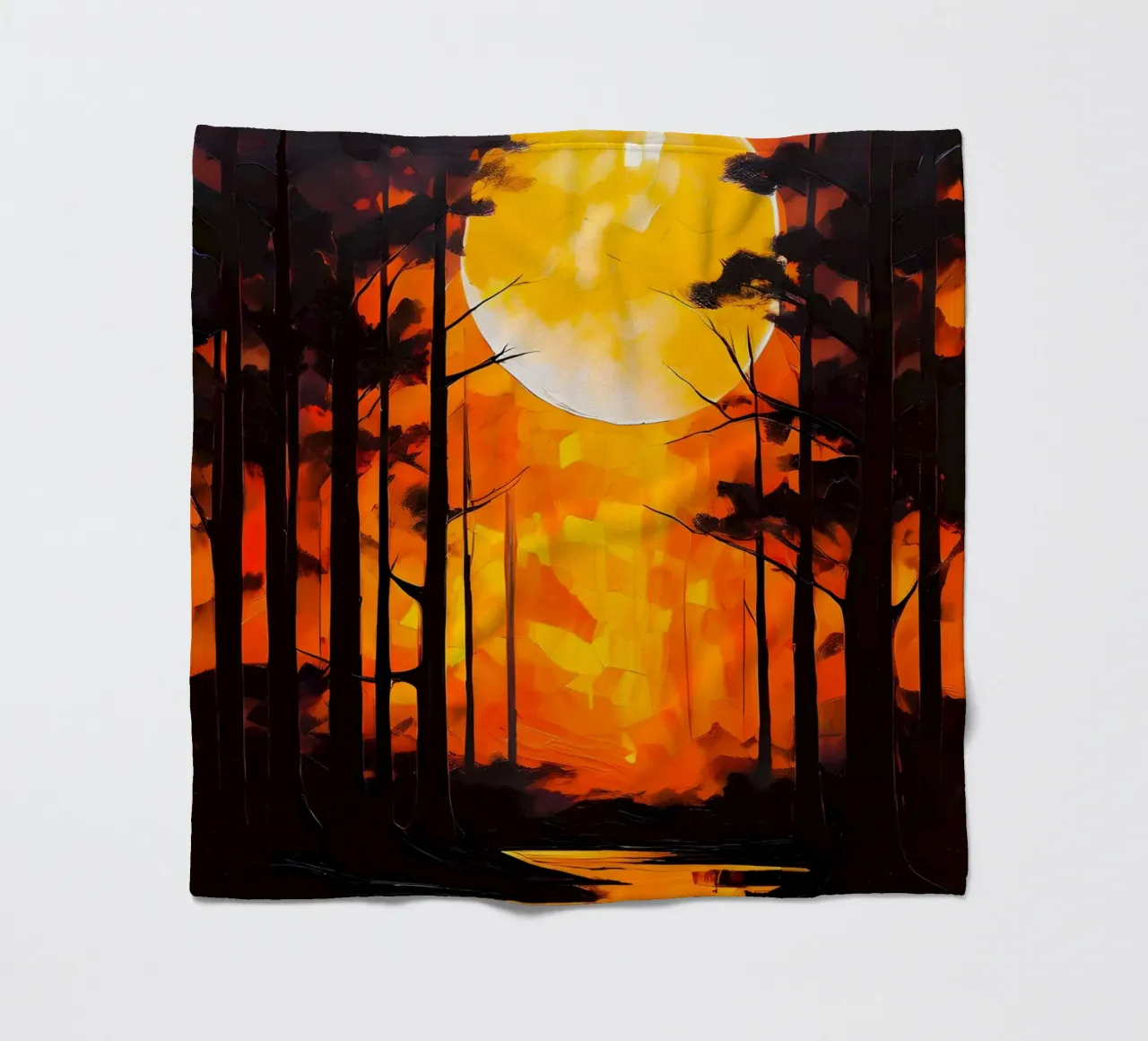 Foresta al chiaro di luna coperta in pile da Artistic-shop