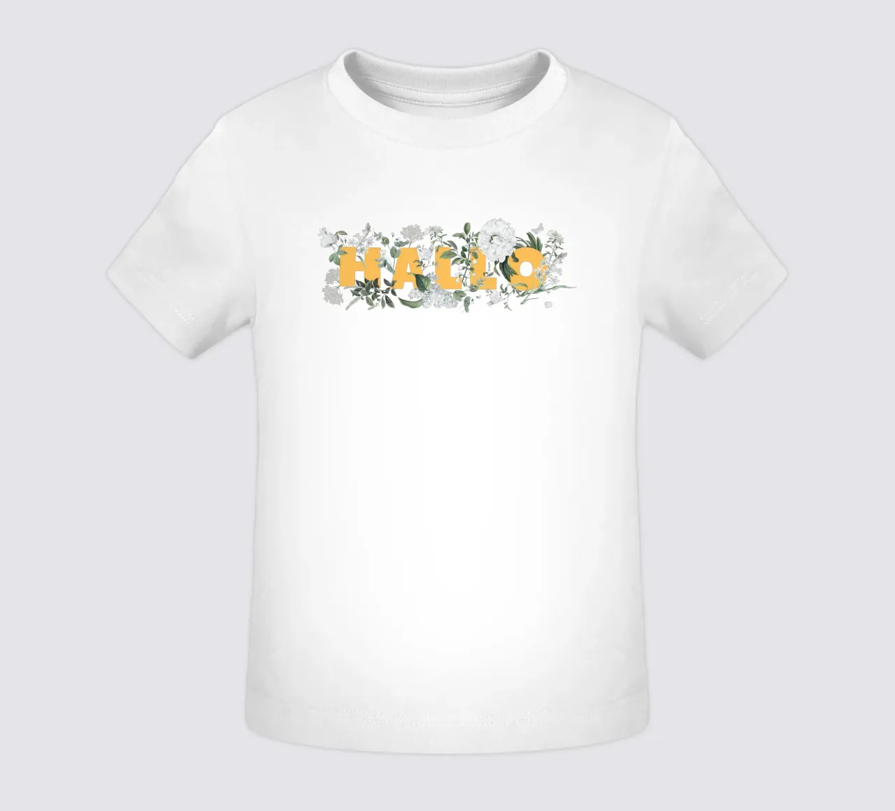 Ciao Fiori e Insetti Giallo Bianco maglietta neonato da Studio Frances M
