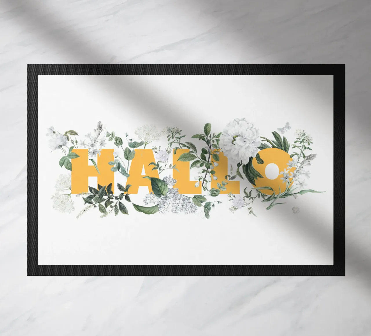 Ciao Fiori e Insetti Giallo Bianco zerbino da Studio Frances M