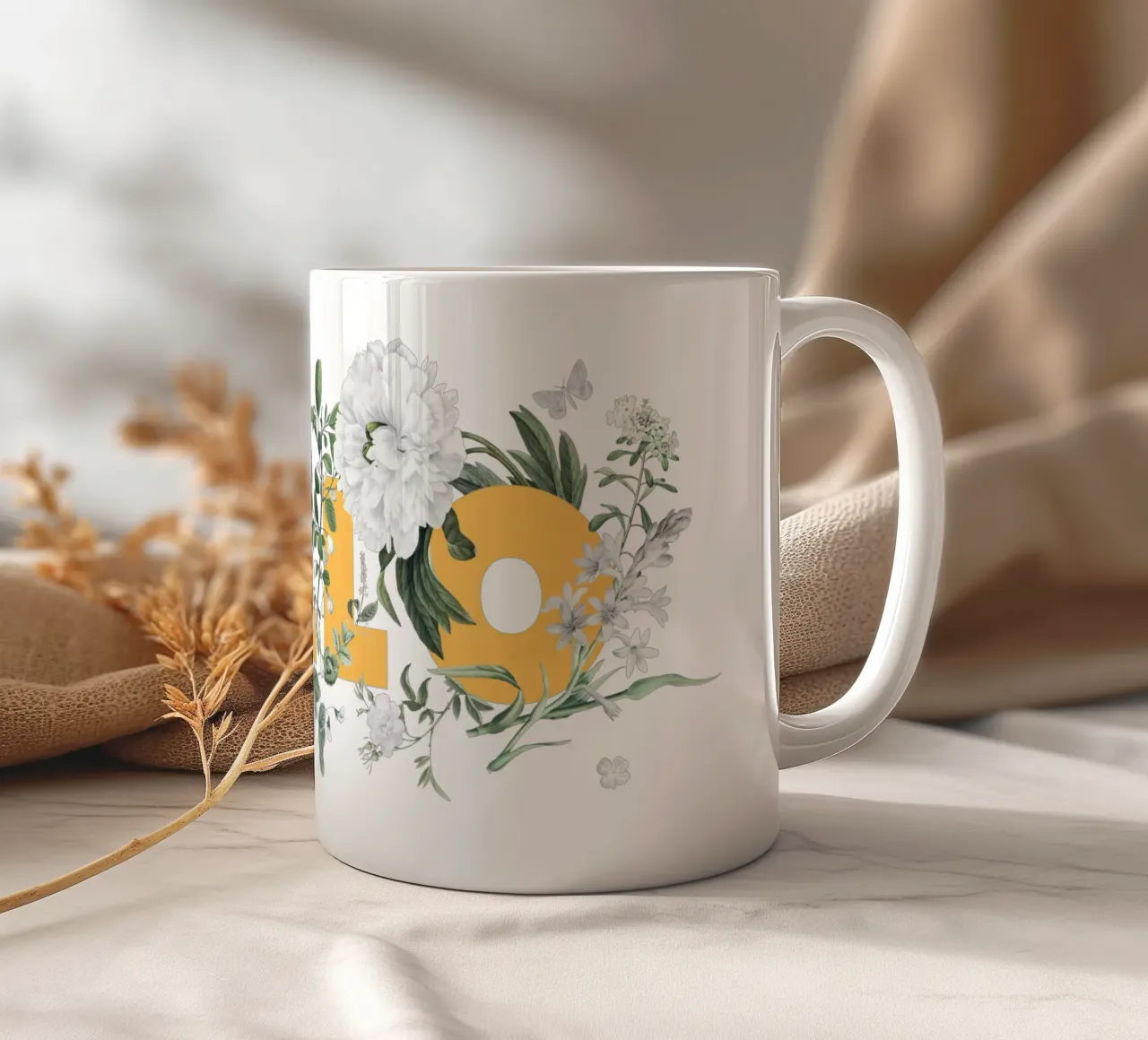Ciao Fiori e Insetti Giallo Bianco tazza in ceramica da Studio Frances M