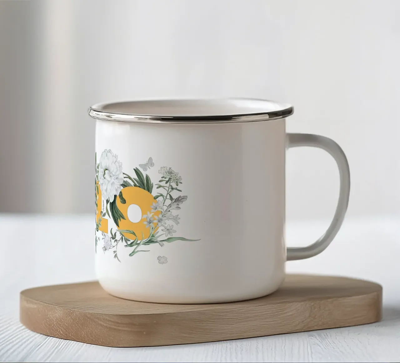 Ciao Fiori e Insetti Giallo Bianco tazza in smalto da Studio Frances M