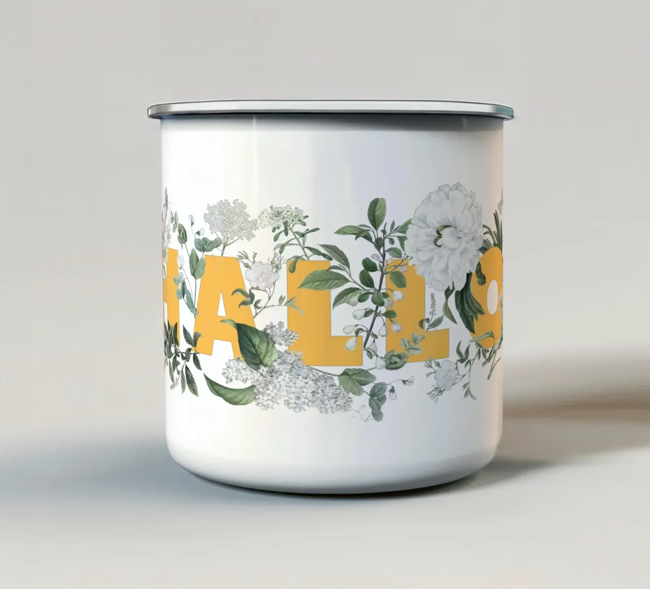Ciao Fiori e Insetti Giallo Bianco tazza in smalto da Studio Frances M