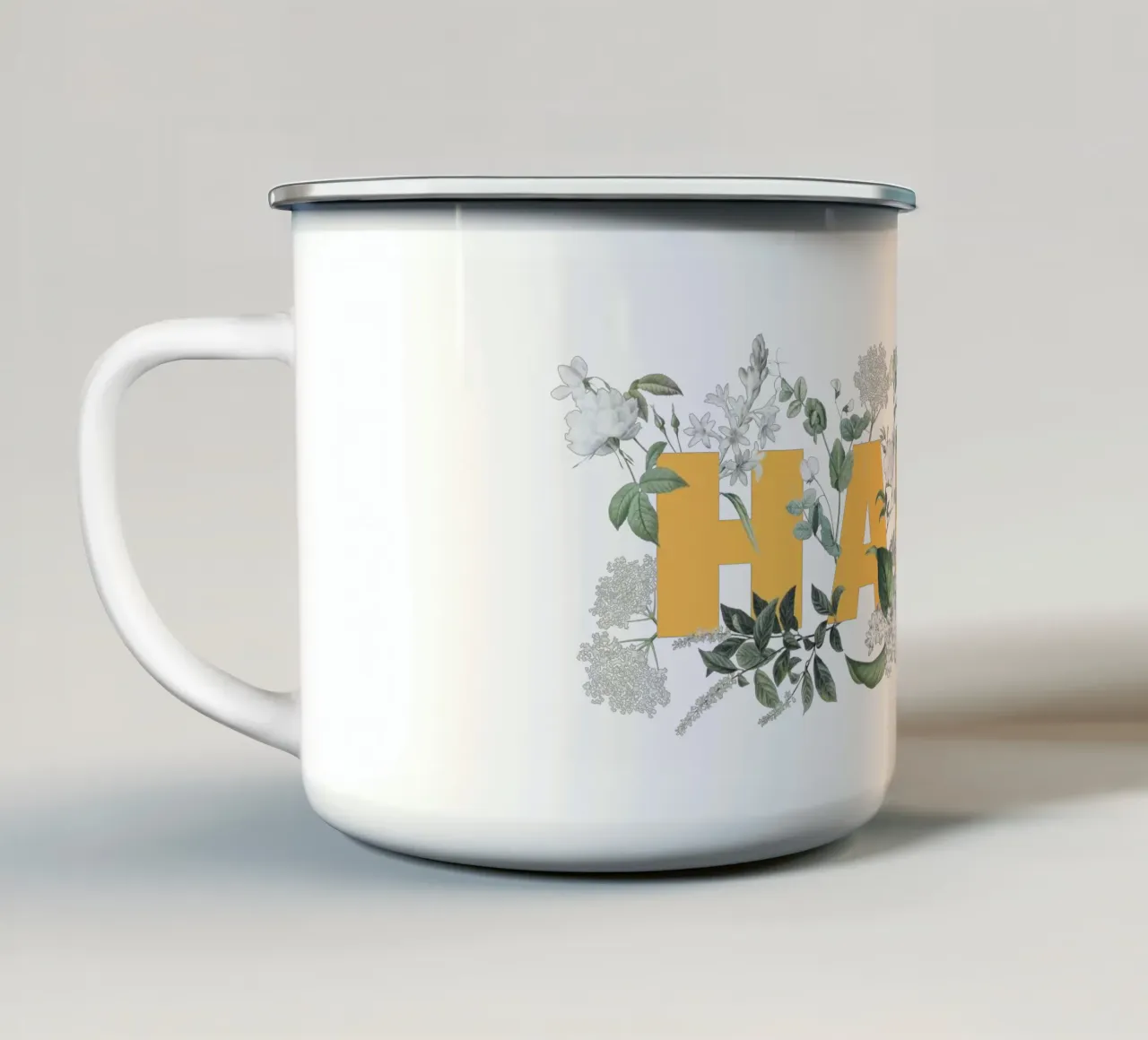 Ciao Fiori e Insetti Giallo Bianco tazza in smalto da Studio Frances M