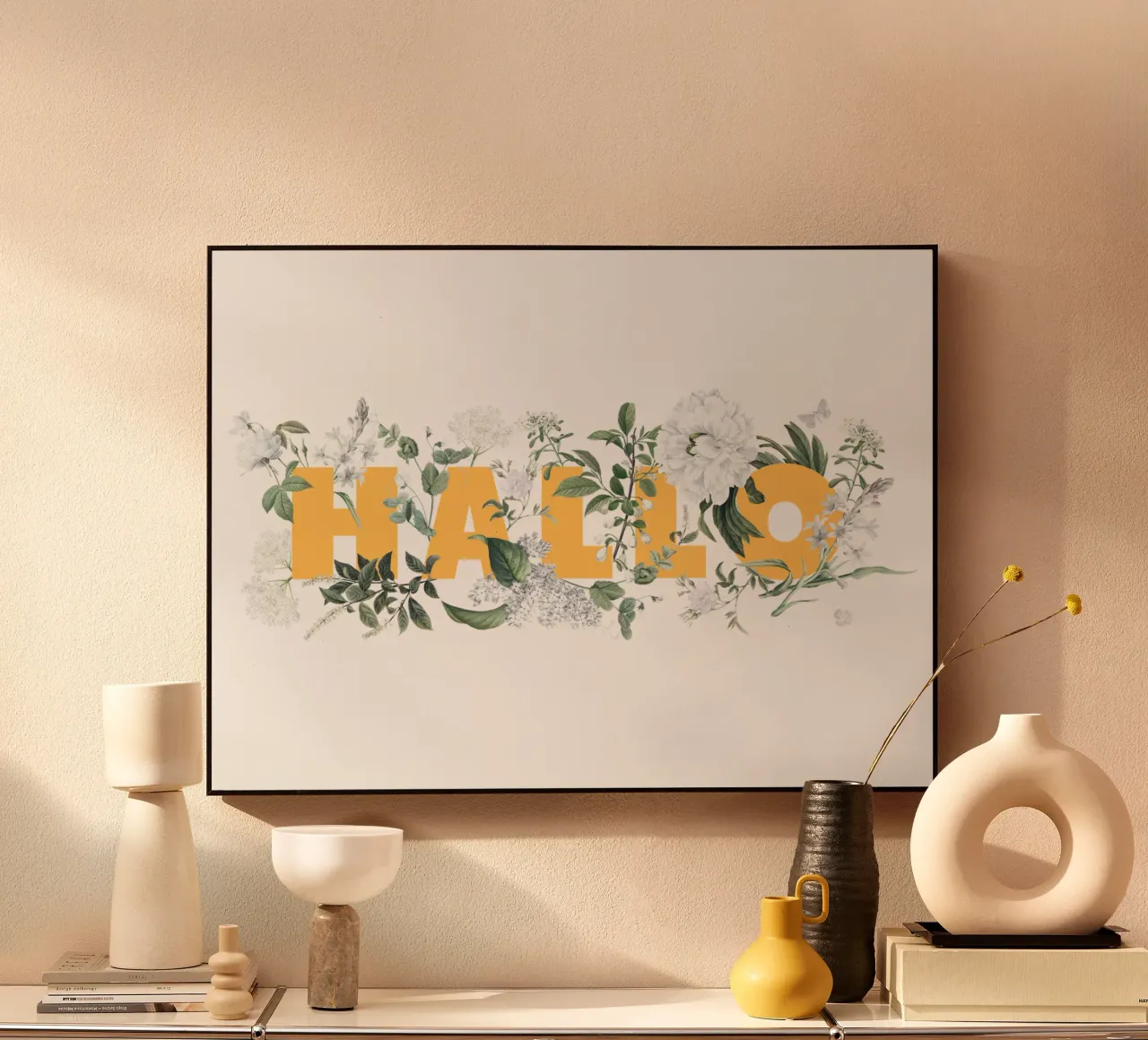 Ciao Fiori e Insetti Giallo Bianco alluminio dibond da Studio Frances M