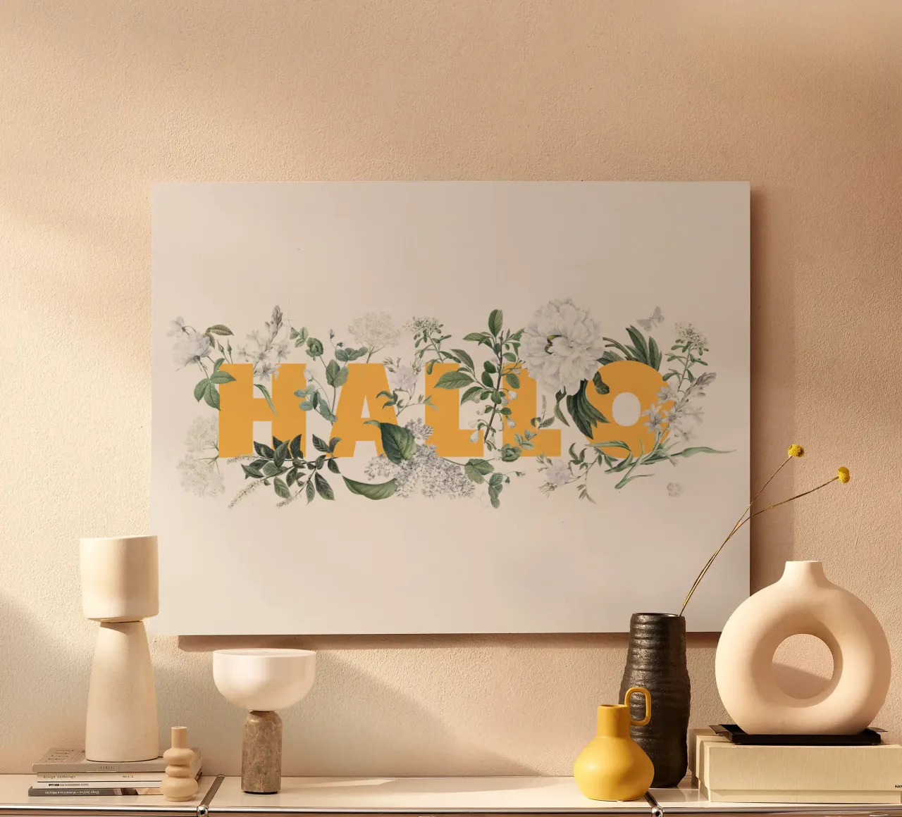 Ciao Fiori e Insetti Giallo Bianco alluminio dibond da Studio Frances M