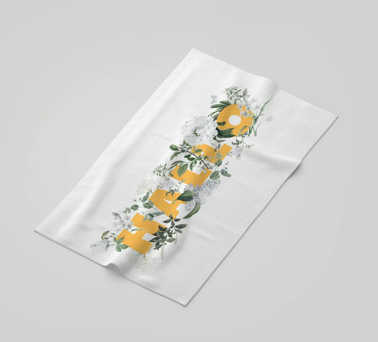 Ciao Fiori e Insetti Giallo Bianco telo mare da Studio Frances M