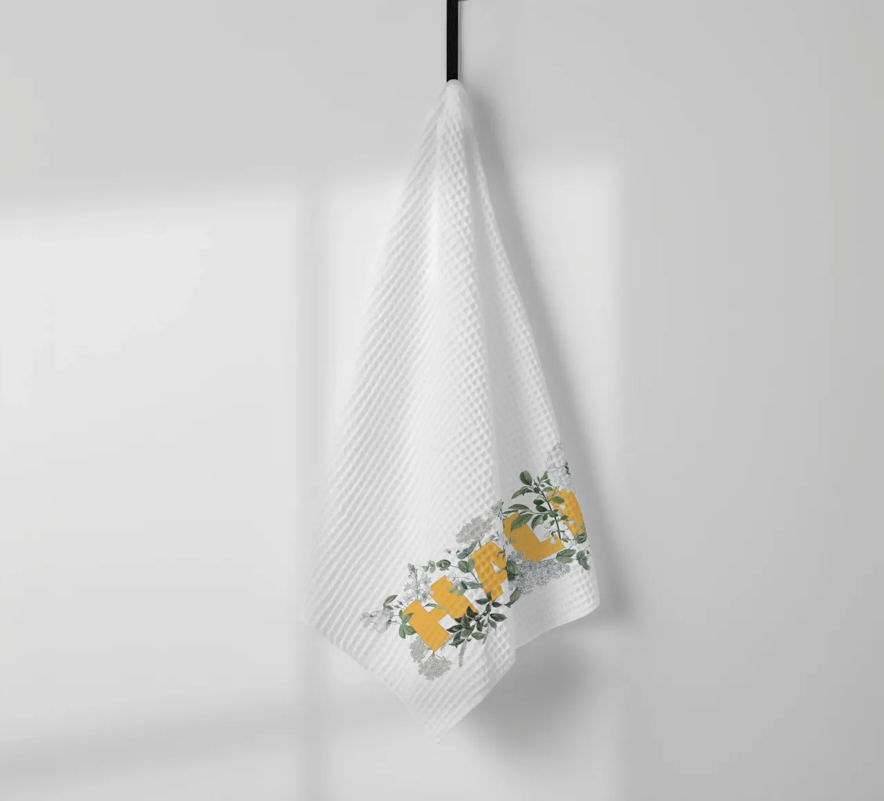 Bonjour Fleurs & Insectes Jaune Blanc torchon de Studio Frances M