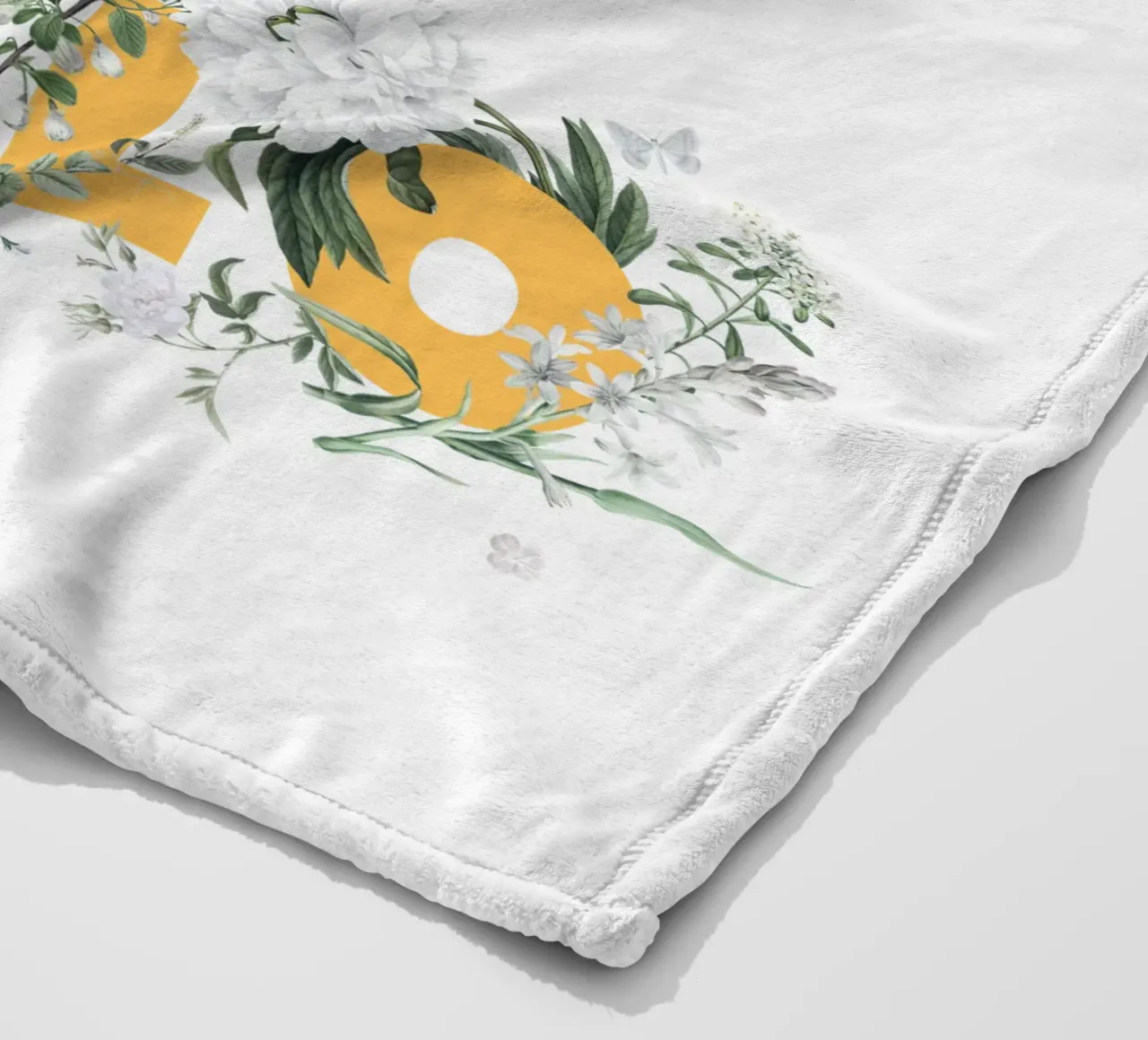 Ciao Fiori e Insetti Giallo Bianco coperta in pile da Studio Frances M