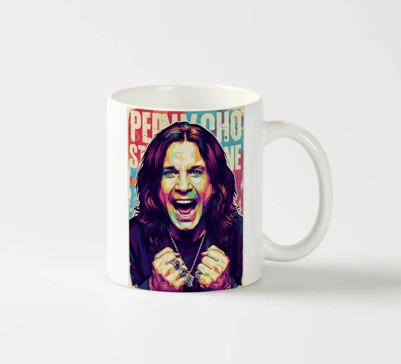 Arte tributo a Ozzy Osbourne tazza in ceramica da Hantamrata