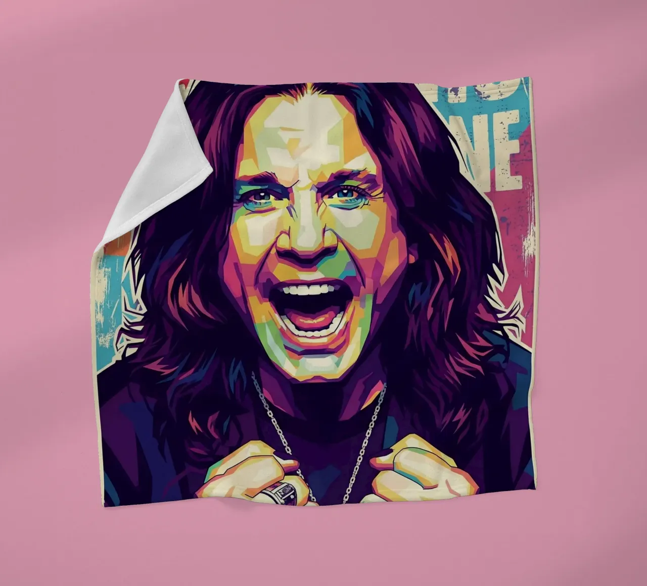 Arte tributo a Ozzy Osbourne coperta in pile da Hantamrata