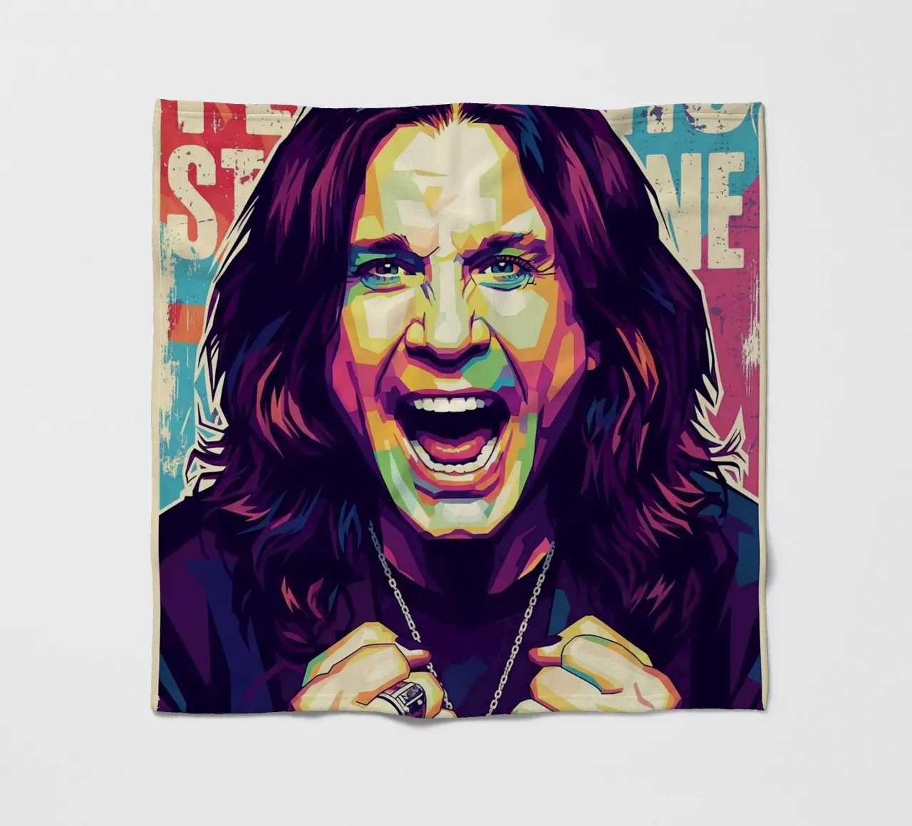 Arte tributo a Ozzy Osbourne coperta in pile da Hantamrata