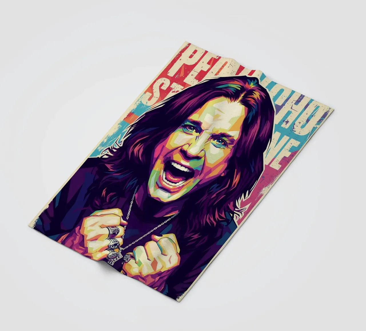 Arte tributo a Ozzy Osbourne coperta in pile da Hantamrata