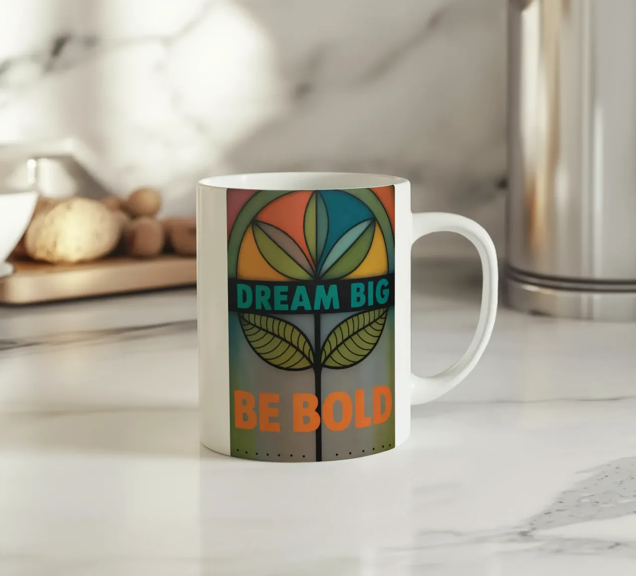 DREAM BIG,  BE BOLD,  Design im Retro Style tazza in ceramica da 20 Farben
