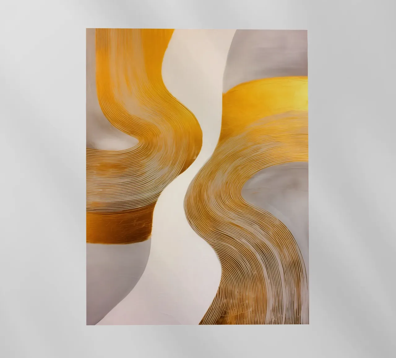 Symfonie in Wit en Goud | Abstract Schilderij backlit folie van Autofocus