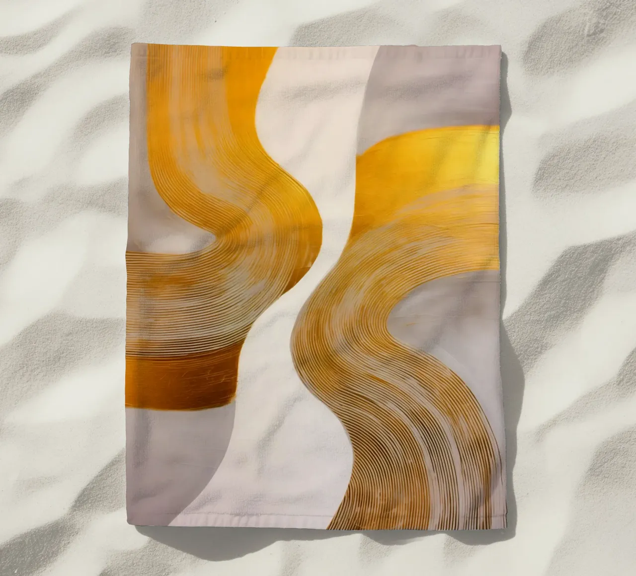 Symfonie in Wit en Goud | Abstract Schilderij strandhanddoek van Autofocus