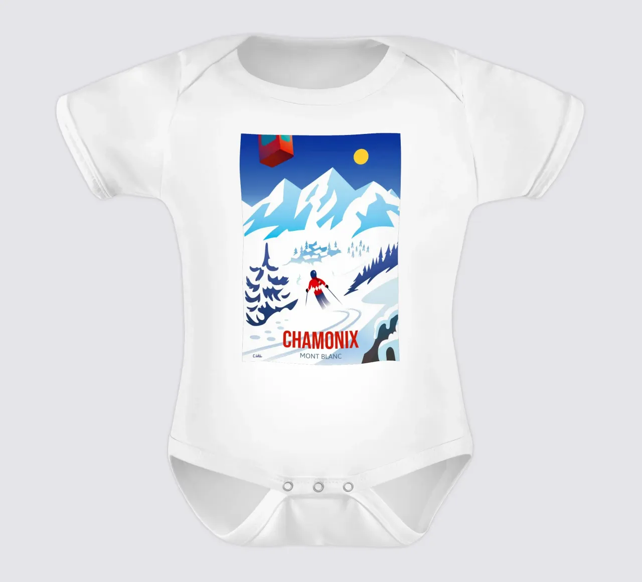 Chamonix Mont Blanc body neonato maniche corte da C.WILL