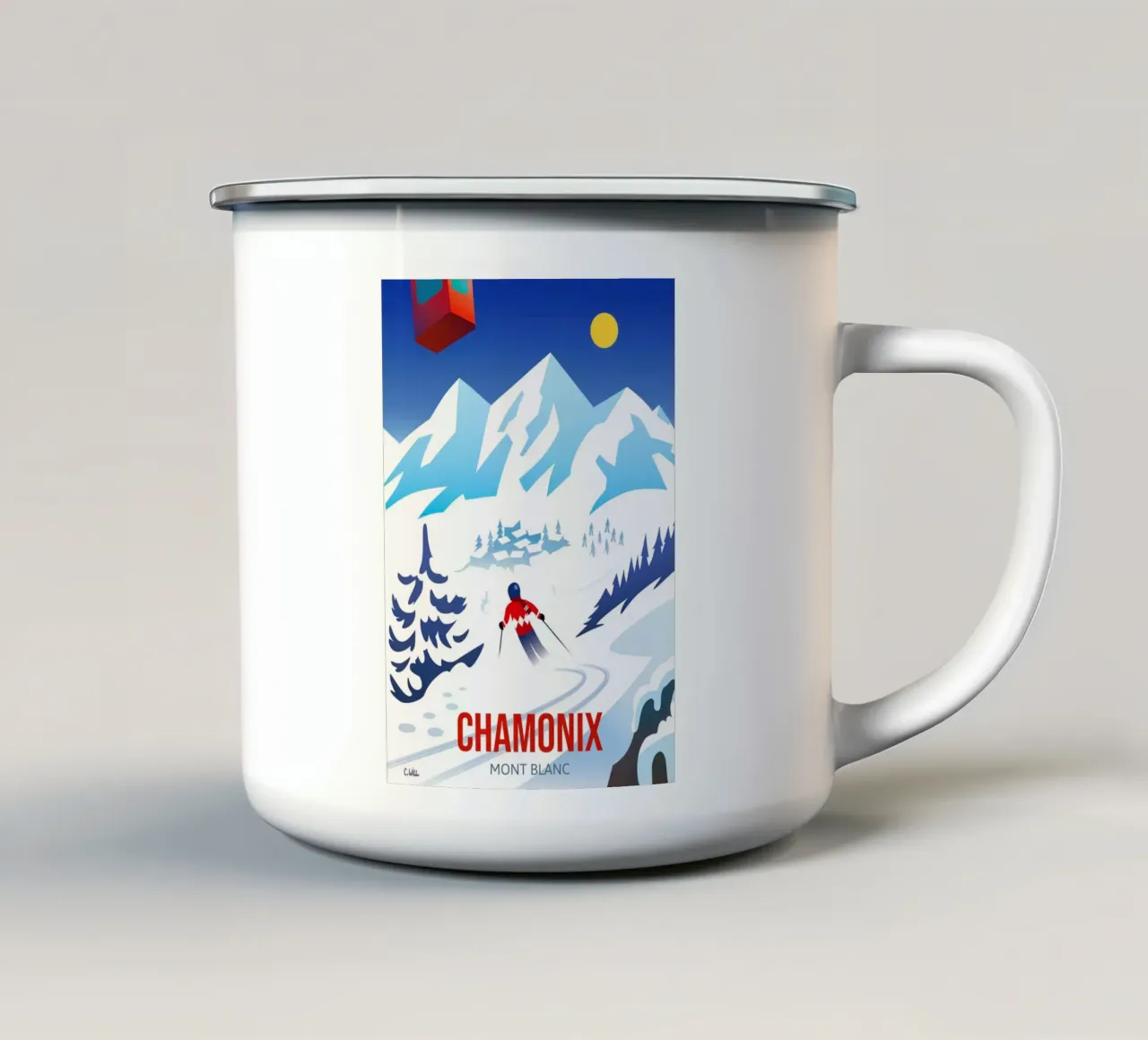 Chamonix Mont Blanc tazza in smalto da C.WILL