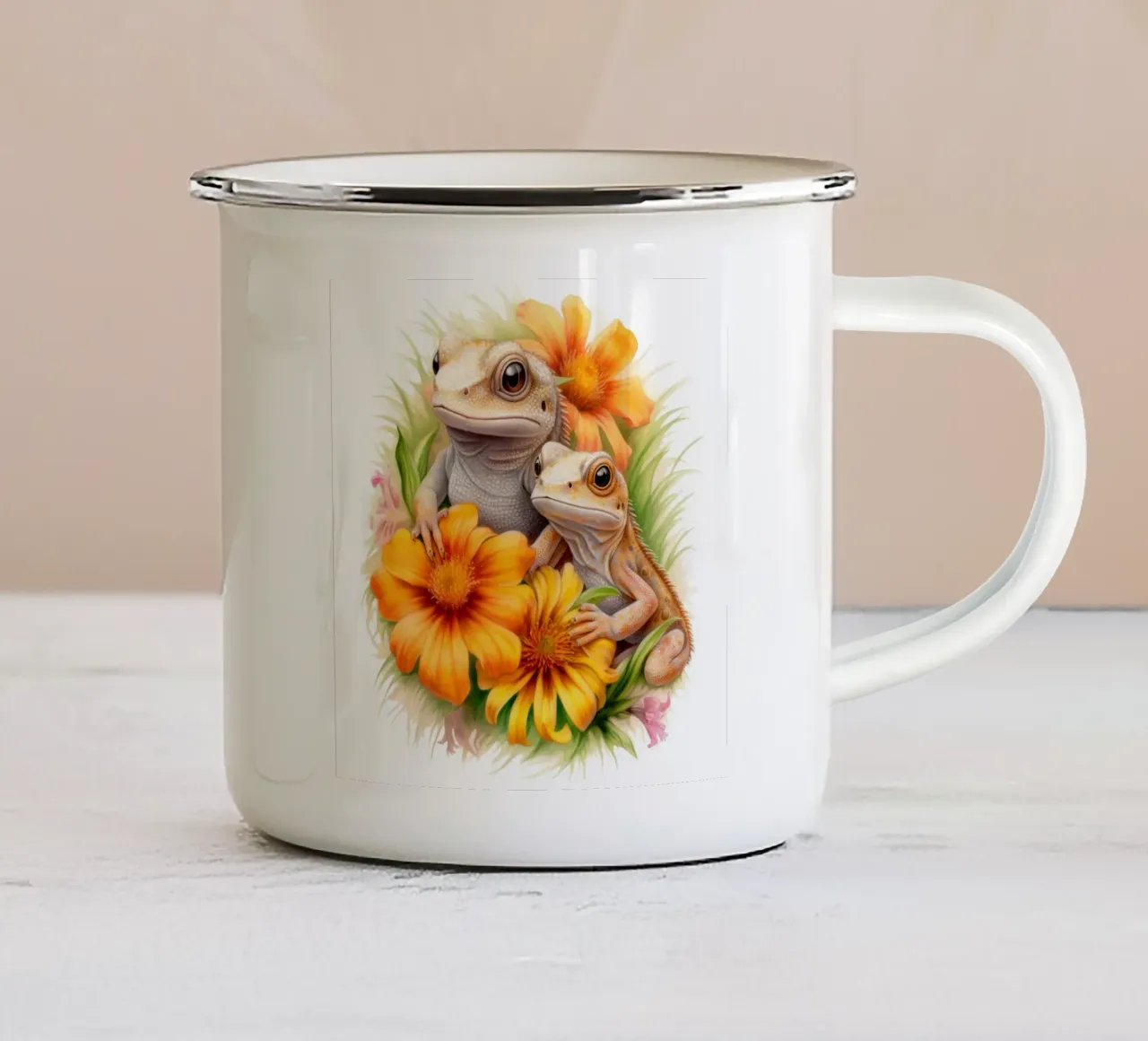 Piccole lucertole tazza in smalto da Happy Littles