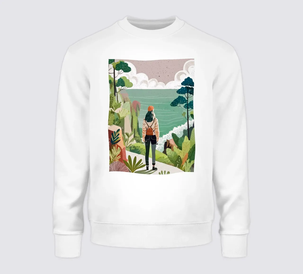 Adventurer by the Sea: Nature, Travel, Adventure Art Print sweatshirt by Hightown Design
