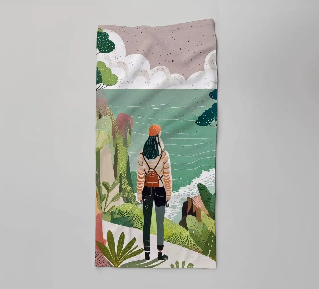 Adventurer by the Sea: Nature, Travel, Adventure Art Print towel by Hightown Design