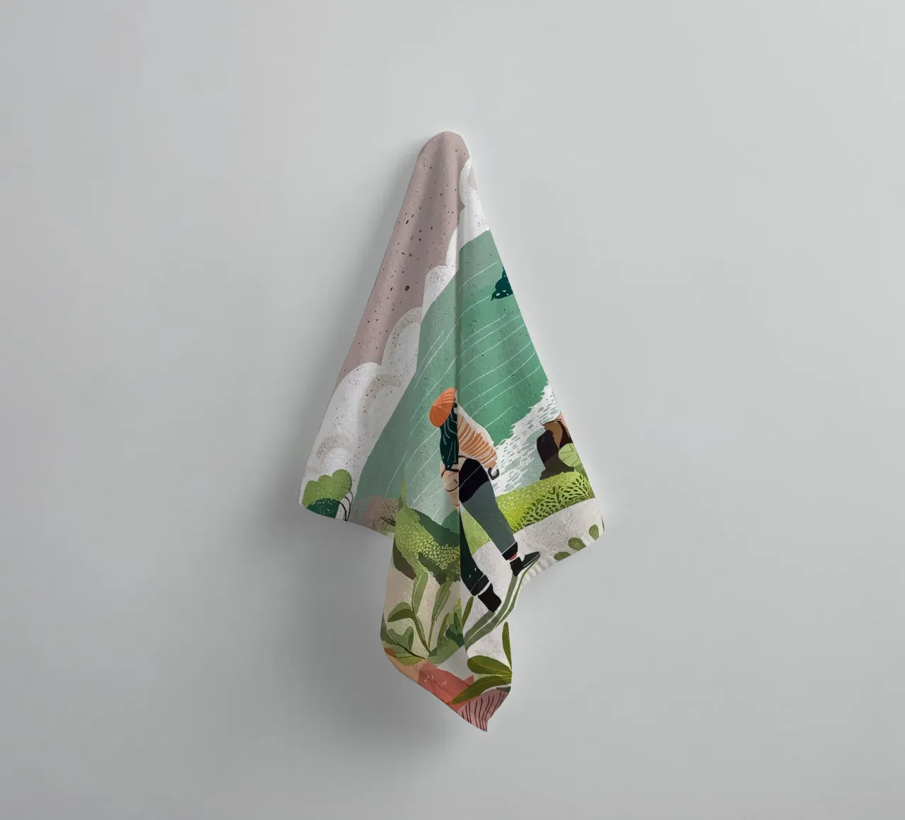 Adventurer by the Sea: Nature, Travel, Adventure Art Print towel by Hightown Design