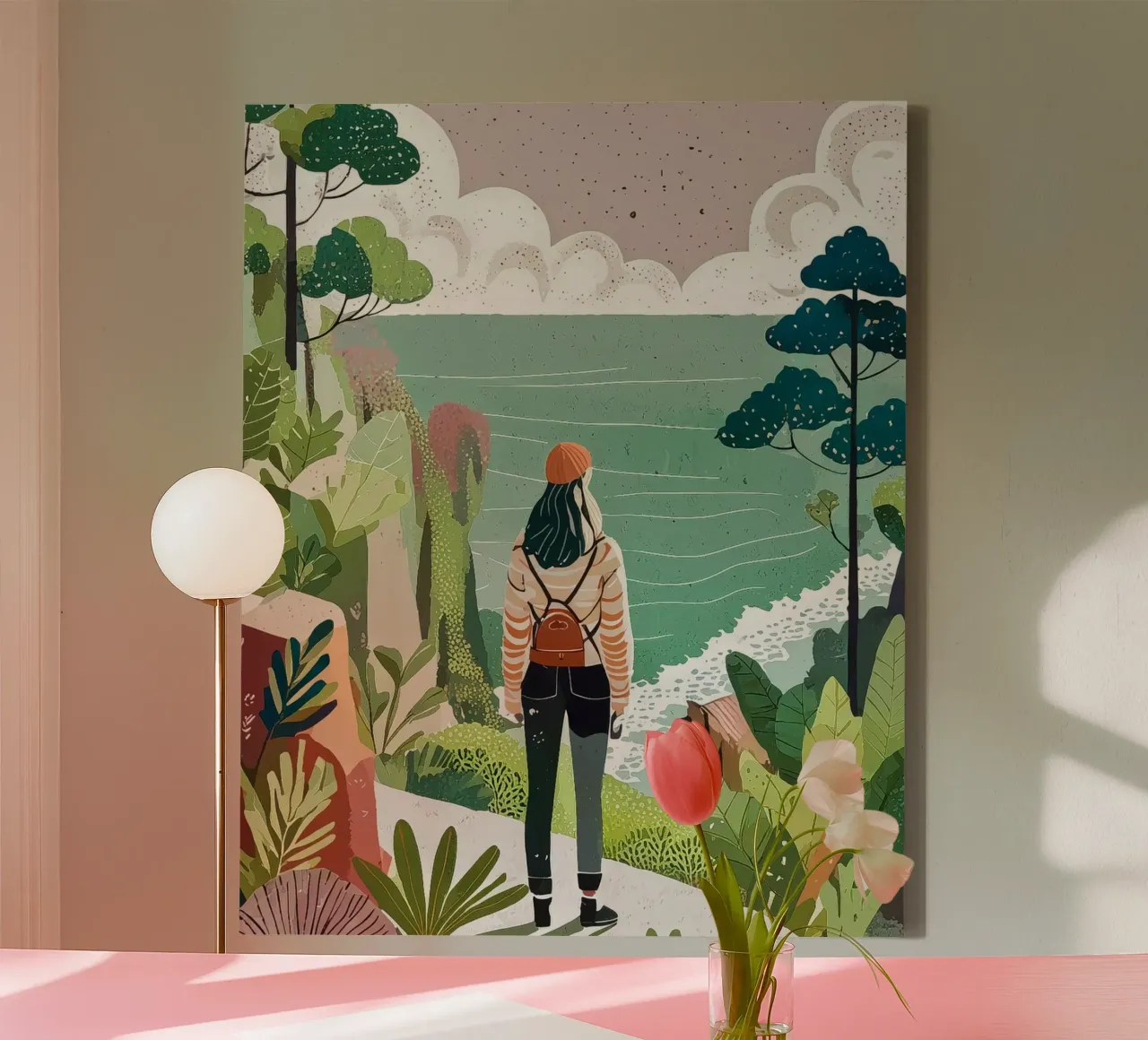 Adventurer by the Sea: Nature, Travel, Adventure Art Print canvas by Hightown Design